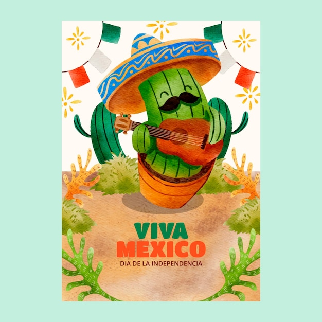 Vector gratuito plantilla de cartel vertical plano para la celebración de la independencia de méxico