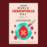 Vector gratuito plantilla de cartel vertical plano para la concienciación del día mundial de la hemofilia