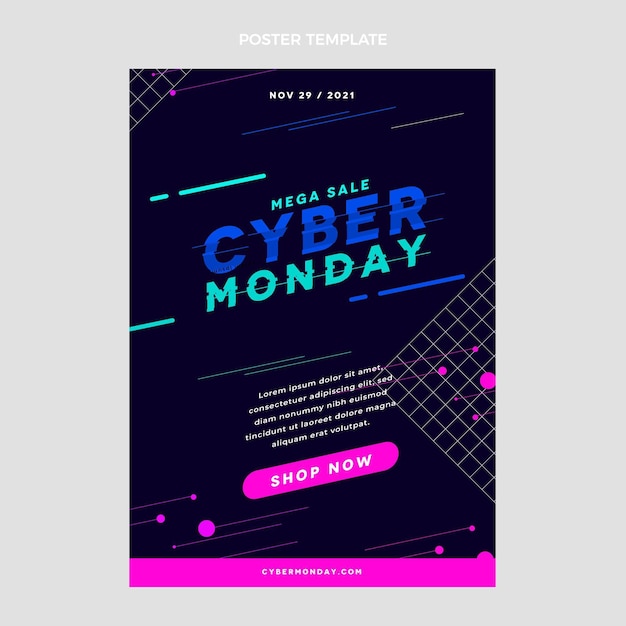 Vector gratuito plantilla de cartel vertical plano de cyber monday