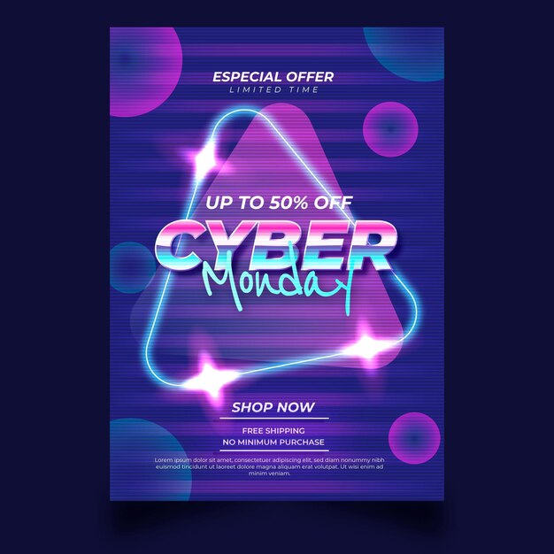 Plantilla de cartel vertical plano de cyber monday