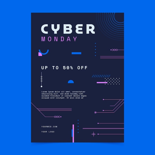 Vector gratuito plantilla de cartel vertical plano de cyber monday