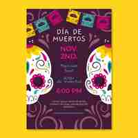 Vector gratuito plantilla de cartel vertical plano dia de muertos