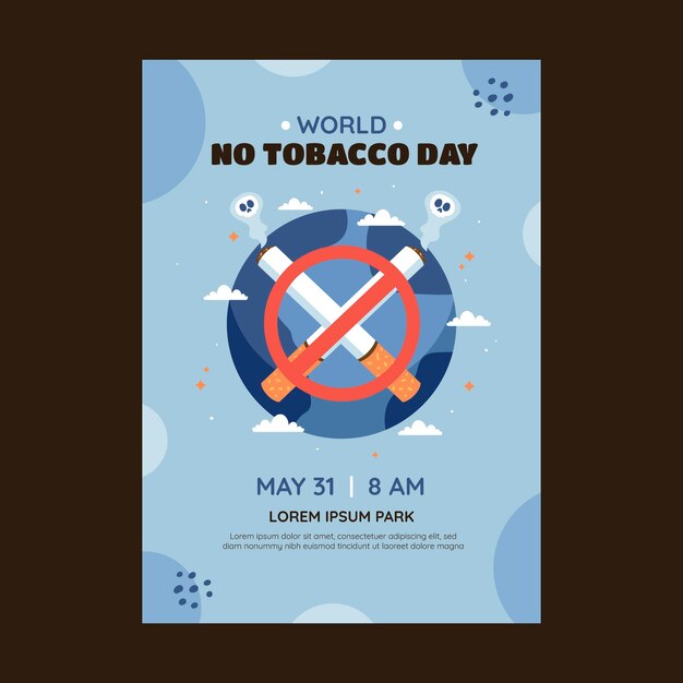 plantilla de cartel vertical plano para el día sin tabaco