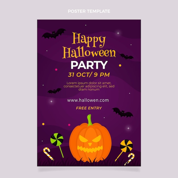 Vector gratuito plantilla de cartel vertical plano de halloween