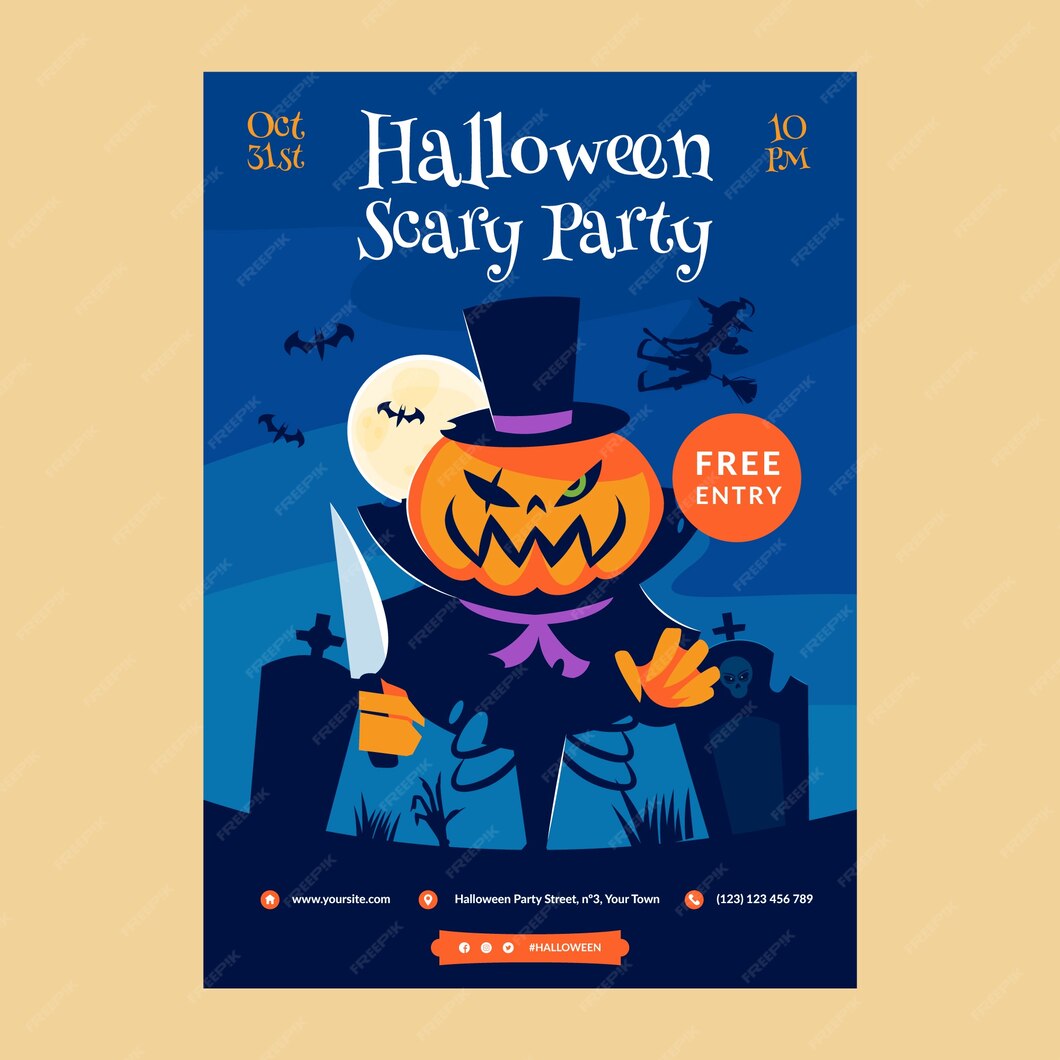 Plantilla de cartel vertical plano de halloween Vector Gratis
