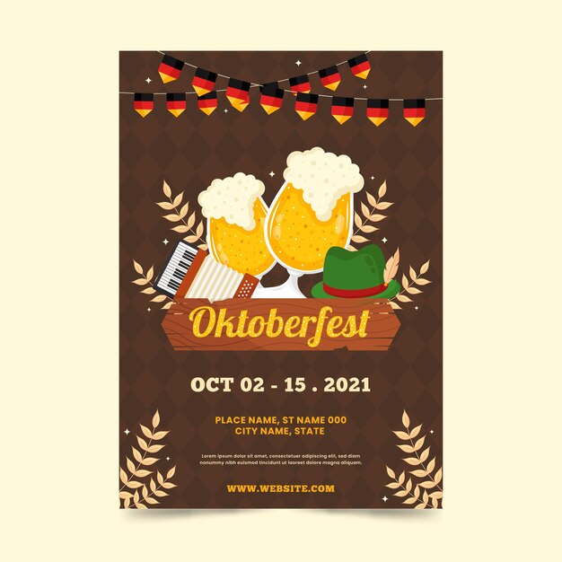 Plantilla de cartel vertical plano oktoberfest