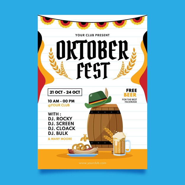 Plantilla de cartel vertical plano oktoberfest