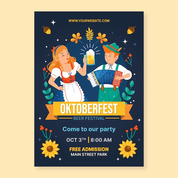 Plantilla de cartel vertical plano oktoberfest