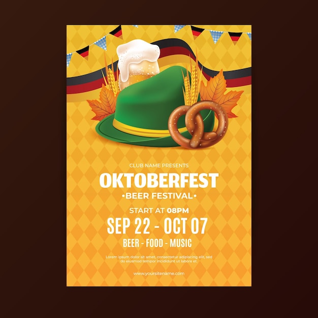 Plantilla de cartel vertical realista de oktoberfest