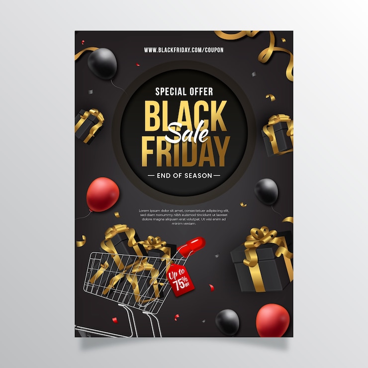 Vector gratuito plantilla de cartel vertical realista de viernes negro