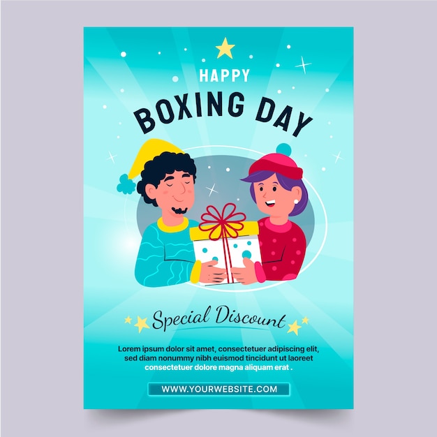 Vector gratuito plantilla de cartel vertical de venta de boxing day plano dibujado a mano