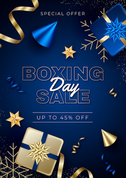 Vector gratuito plantilla de cartel vertical de venta de boxing day realista