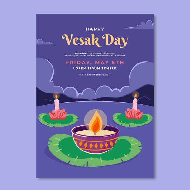 Plantilla de cartel vertical vesak plana