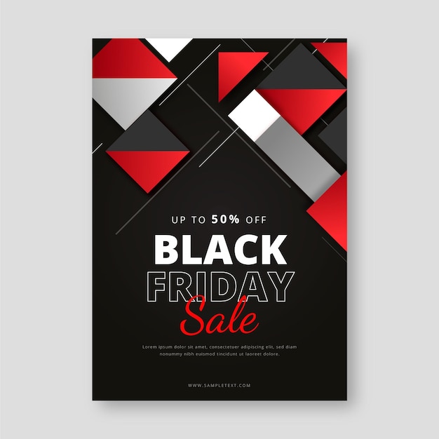 Vector gratuito plantilla de cartel vertical de viernes negro geométrico realista