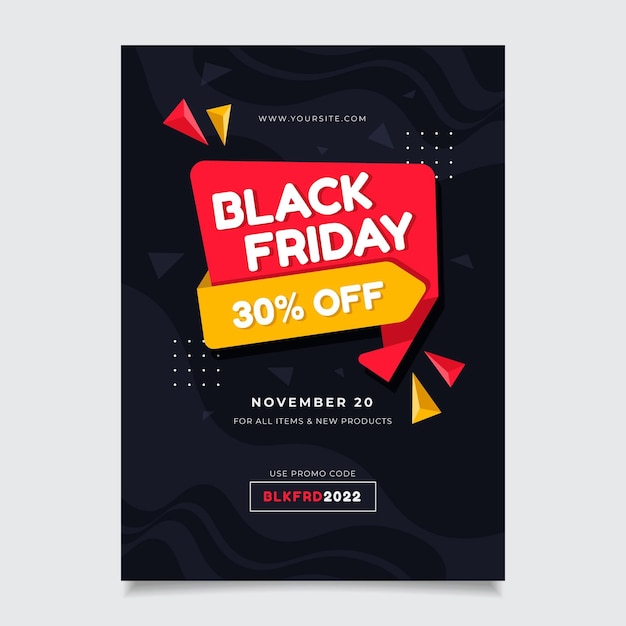 Vector gratuito plantilla de cartel de viernes negro con oferta