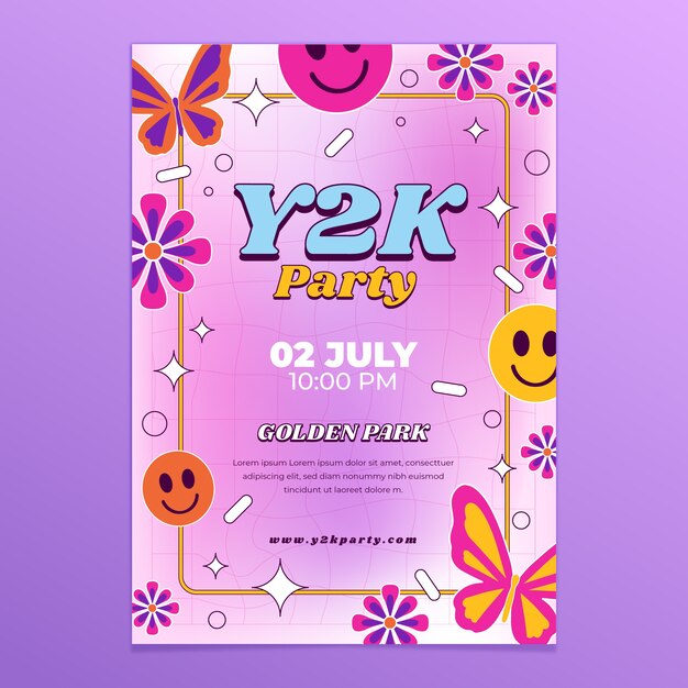 Plantilla de carteles y2k dibujados a mano