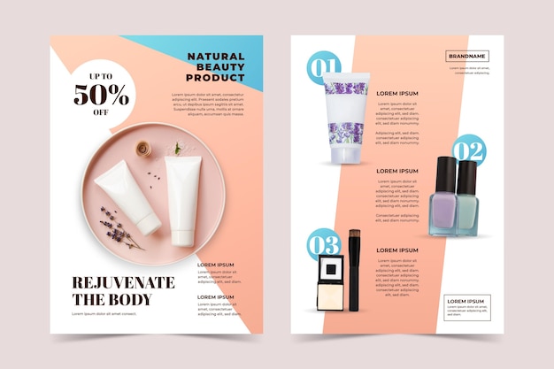 Vector gratuito plantilla de catálogo de productos de belleza de color degradado