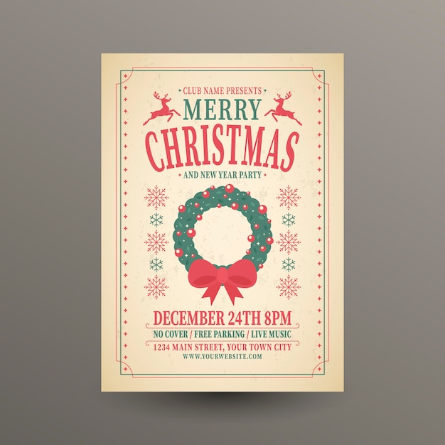 Plantilla de celebración de Navidad con letras