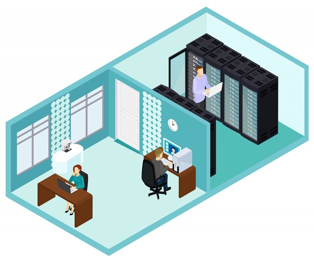Plantilla de centro de datos isométricos
