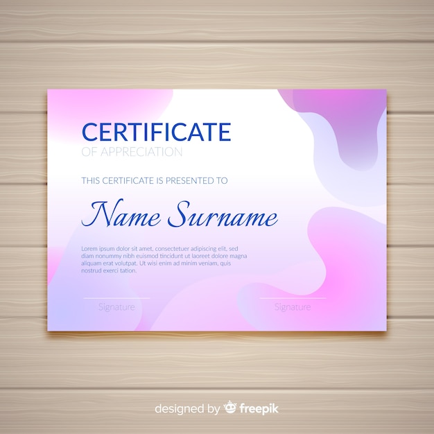 Plantilla de certificado abstracto con formas modernas