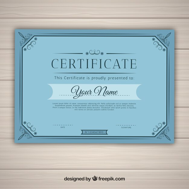 Plantilla de certificado azul