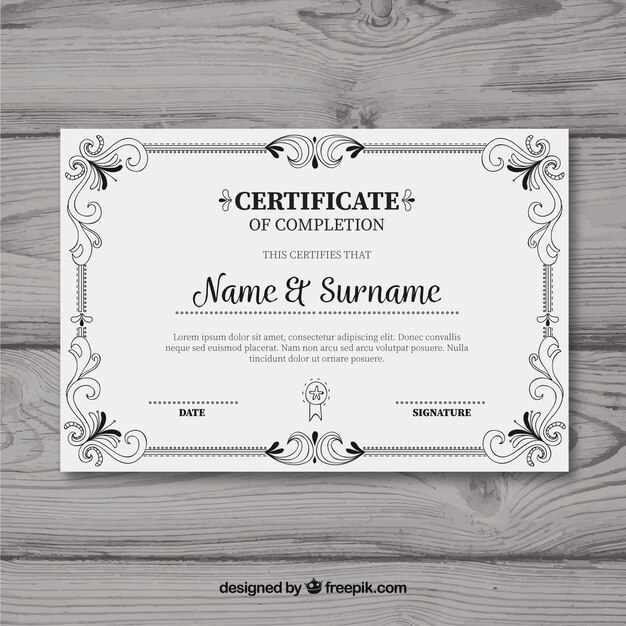 Plantilla de certificado con border ornamental