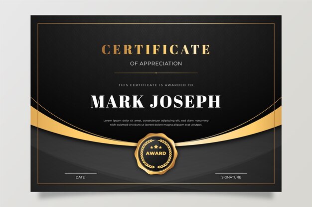 Plantilla de certificado degradado
