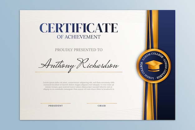 Plantilla de certificado degradado