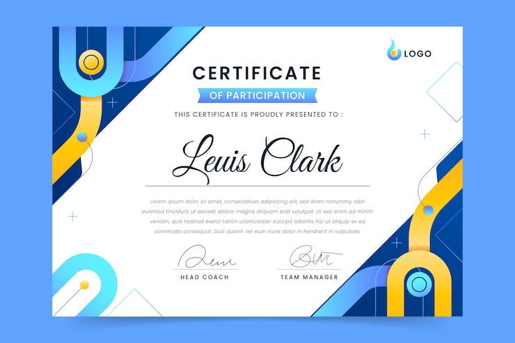 Vector gratuito plantilla de certificado de deporte degradado