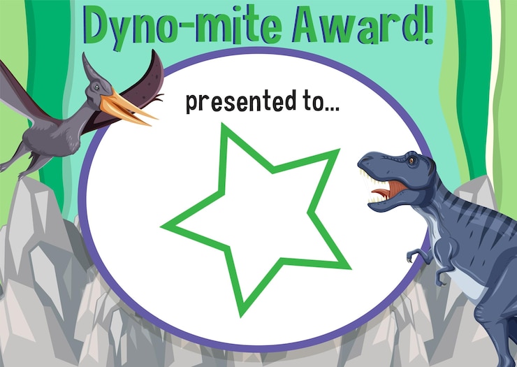 Vector gratuito plantilla de certificado de dinosaurio en estilo de dibujos animados