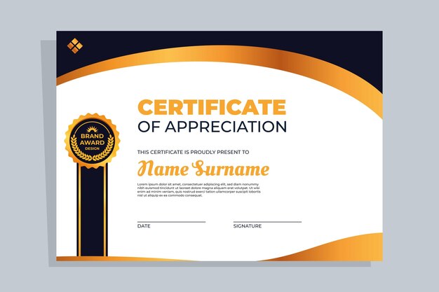 Plantilla de certificado elegante degradado