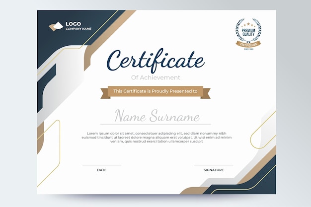 Vector gratuito plantilla de certificado elegante degradado