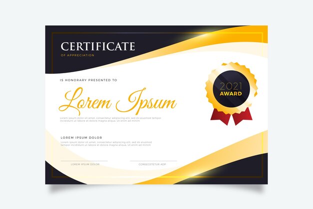 Plantilla de certificado elegante degradado