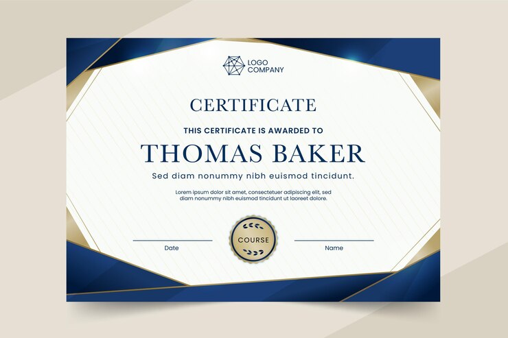 Vector gratuito plantilla de certificado elegante con gradiente