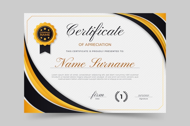 plantilla de certificado elegante con gradiente
