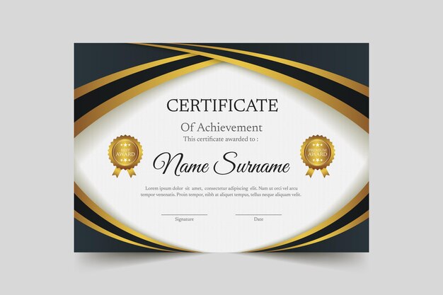 plantilla de certificado elegante con gradiente