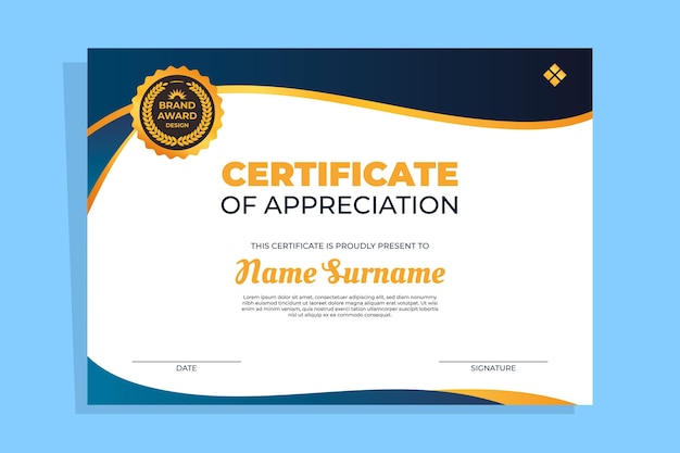 plantilla de certificado elegante con gradiente