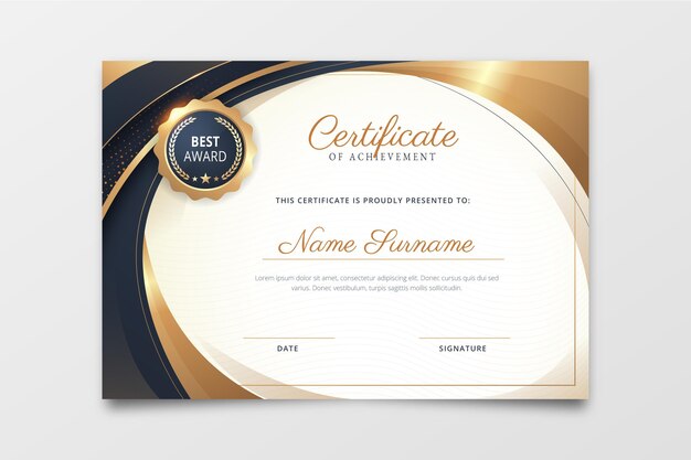 plantilla de certificado elegante con gradiente