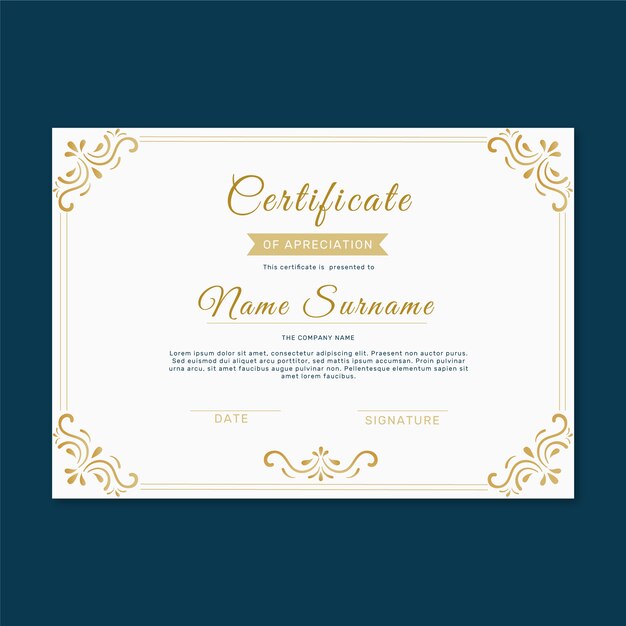 Plantilla de certificado elegante