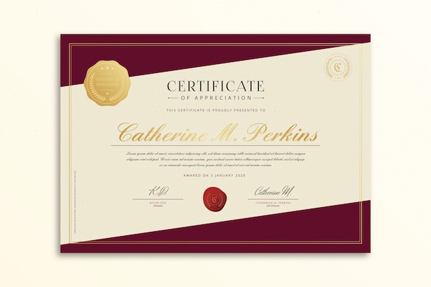 Vector gratuito plantilla de certificado elegante