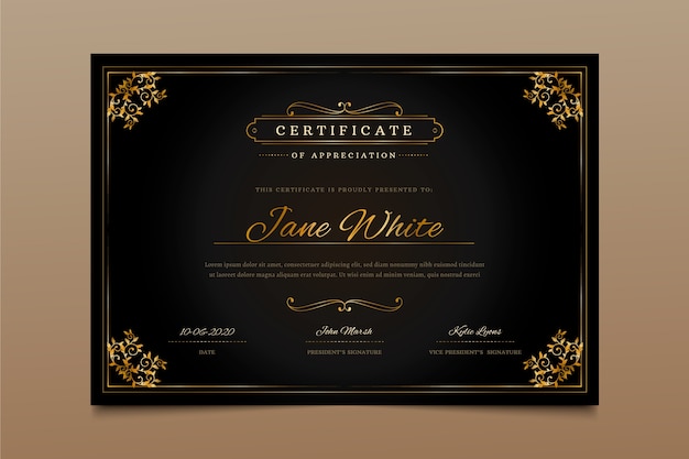 Vector gratuito plantilla de certificado elegante