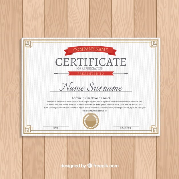 Plantilla de certificado en estilo flat