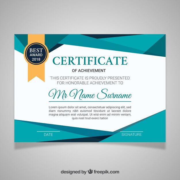 Plantilla de certificado en estilo flat