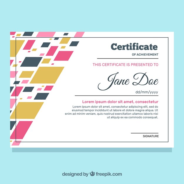 Plantilla de certificado en estilo flat