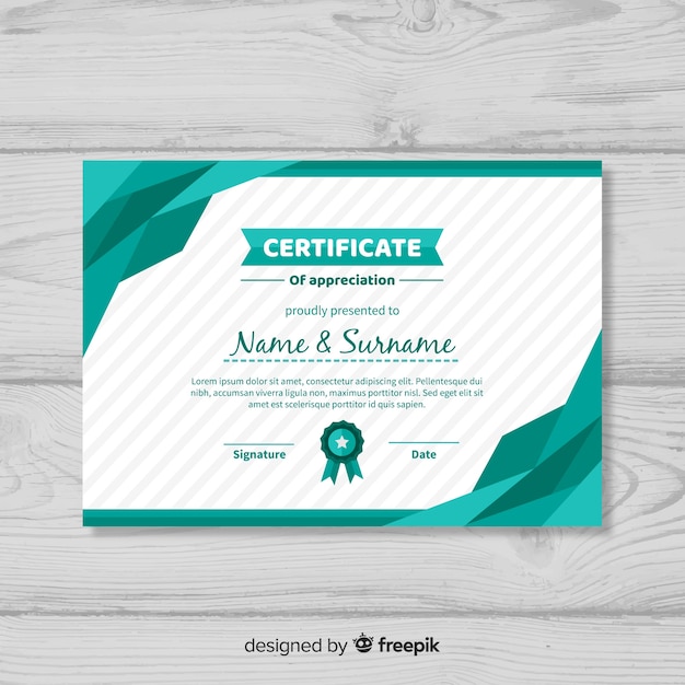 Plantilla de certificado en estilo flat