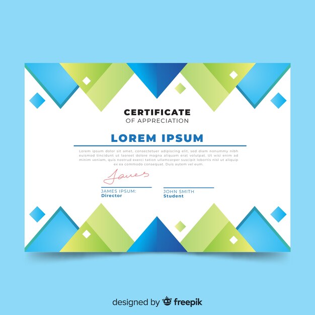Plantilla de certificado flat decorativo
