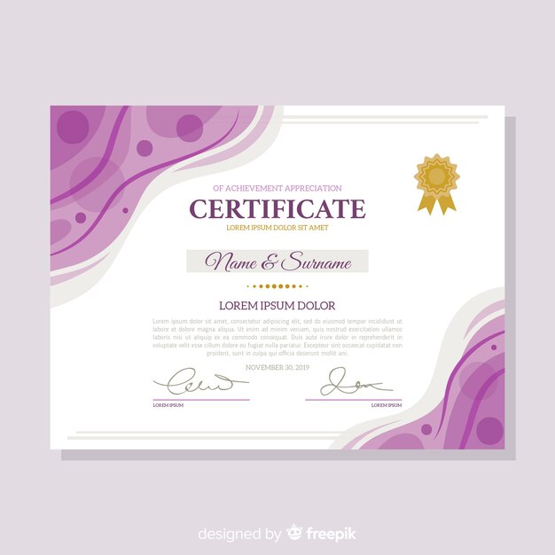 Plantilla de certificado flat decorativo