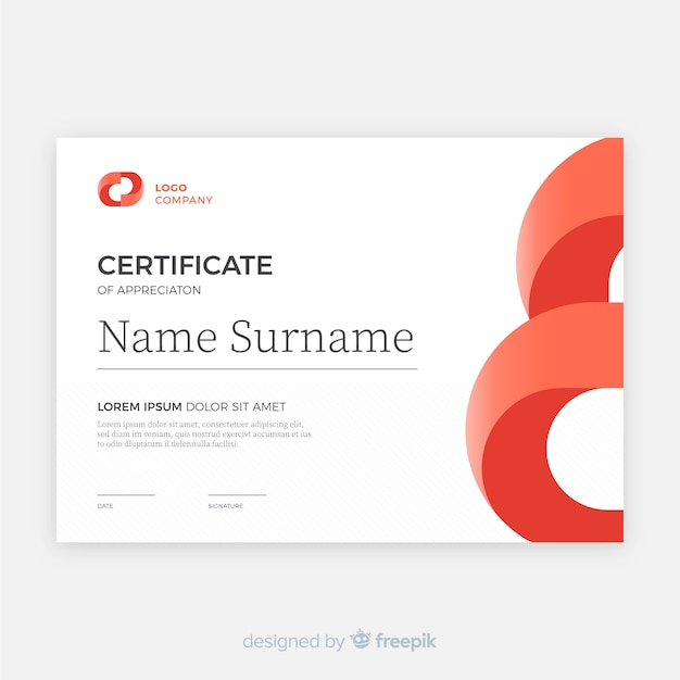 Vector gratuito plantilla de certificado con formas abstractas modernas