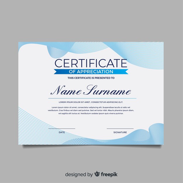 Plantilla de certificado con formas abstractas