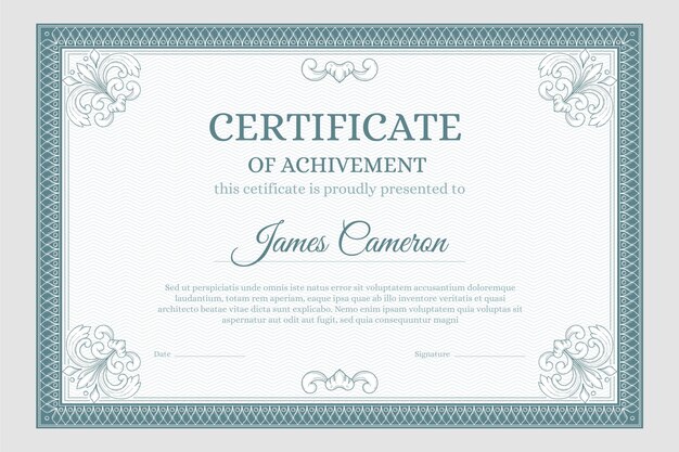 Plantilla de certificado de logro ornamental